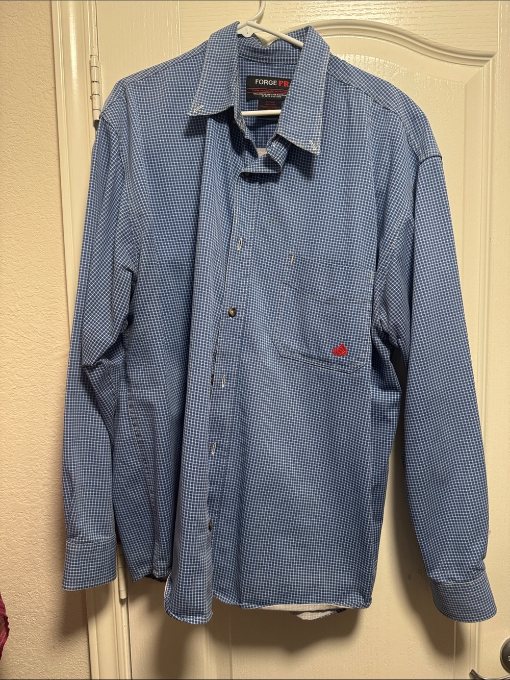 Forge FR Men’s Blue Check Long-Sleeve Work Shirt